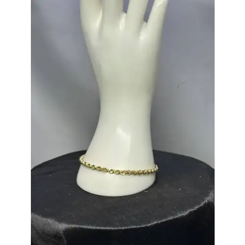 Authentic 14K Yellow Gold Mens Rope Style Bracelet - 3.75MM, 8.5