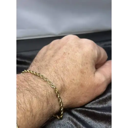 Authentic 14K Yellow Gold Mens Rope Style Bracelet - 3.75MM, 8.5