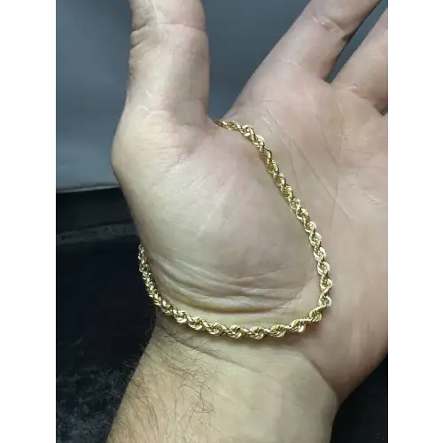 Authentic 14K Yellow Gold Mens Rope Style Bracelet - 3.75MM, 8.5