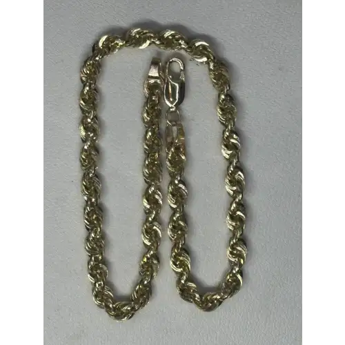 Authentic 14K Yellow Gold Mens Rope Style Bracelet - 3.75MM, 8.5