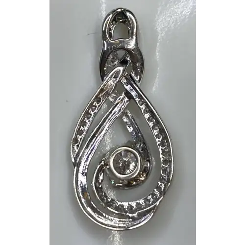 FIX 10K White Gold & Diamond Twisted Infinity Pendant – .50 CT Round Center - B10-6