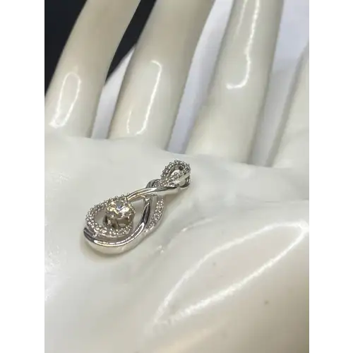FIX 10K White Gold & Diamond Twisted Infinity Pendant – .50 CT Round Center - B10-6 (2)
