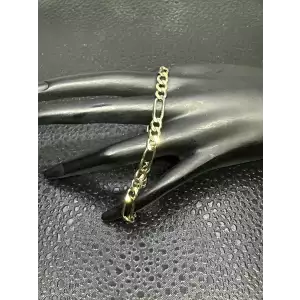 Fix - 14K  Solid Yellow Gold Mens Figaro Style Bracelet 8-14in, 5.5mm, 16-7D (4)