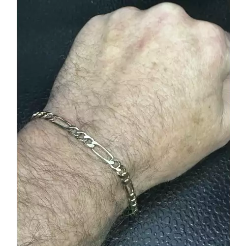 Fix - 14K  Solid Yellow Gold Mens Figaro Style Bracelet 8-14in, 5.5mm, 16-7D