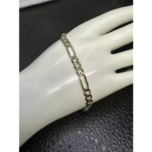 Fix - 14K  Solid Yellow Gold Mens Figaro Style Bracelet 8-14in, 5.5mm, 16-7D (2)