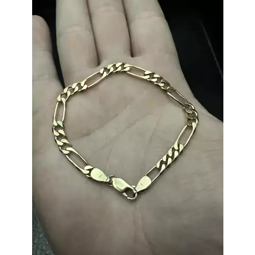 Fix - 14K  Solid Yellow Gold Mens Figaro Style Bracelet 8-14in, 5.5mm, 16-7D (3)