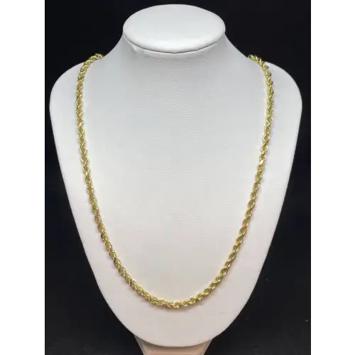 FIX - 14K Solid Yellow Gold Mens Rope Chain Diamond Cut 26