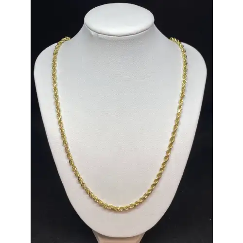 FIX - 14K Solid Yellow Gold Mens Rope Chain Diamond Cut 26