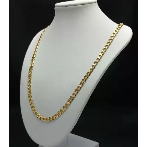 FIX 14K Yellow Gold Men's Flat Curb Style Chain 24 in, 5.25 mm B15-4