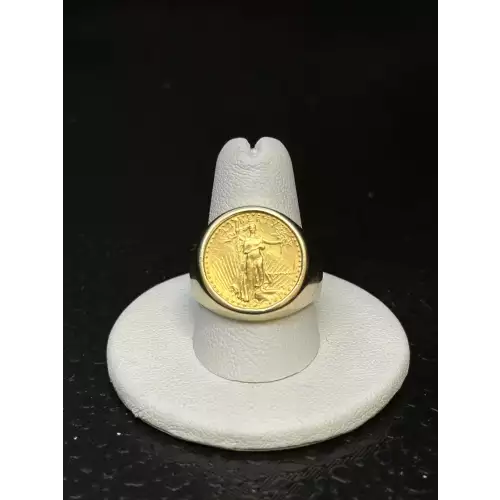 FIX 14K YG Mens Gold American Eagle 1/10oz Coin Ring Sz-9 B5-2D (5)