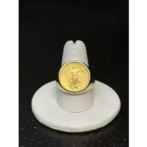 FIX 14K YG Mens Gold American Eagle 1/10oz Coin Ring Sz-9 B5-2D (5)
