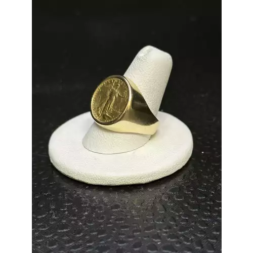 FIX 14K YG Mens Gold American Eagle 1/10oz Coin Ring Sz-9 B5-2D (4)