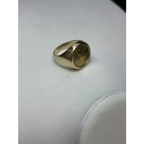 FIX 14K YG Mens Gold American Eagle 1/10oz Coin Ring Sz-9 B5-2D