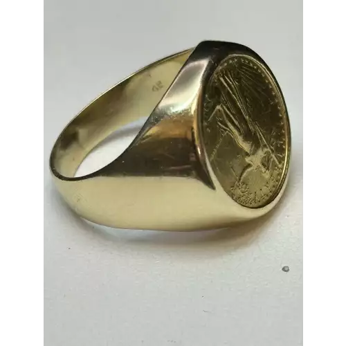 FIX 14K YG Mens Gold American Eagle 1/10oz Coin Ring Sz-9 B5-2D (3)