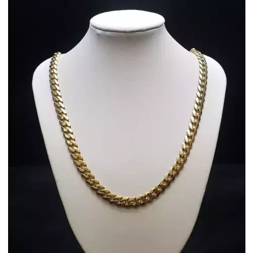 FIX NEW 14k Yellow Gold Cuban Link Necklace w/ Melee Diamond Clasp, 22in, 7mm B2-1 (4)