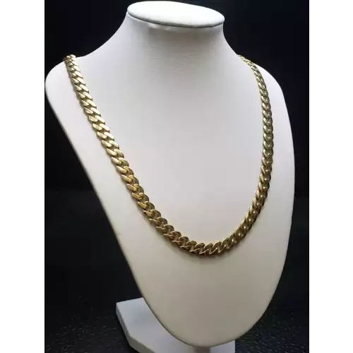 FIX NEW 14k Yellow Gold Cuban Link Necklace w/ Melee Diamond Clasp, 22in, 7mm B2-1