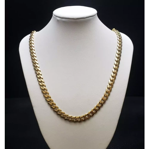 FIX NEW 14k Yellow Gold Cuban Link Necklace w/ Melee Diamond Clasp, 22in, 7mm B2-1 (4)