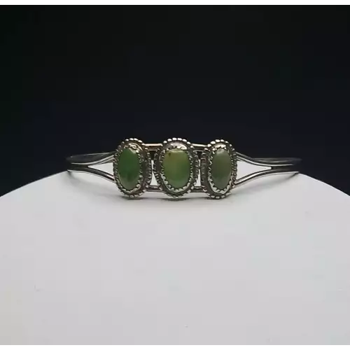 FIX Zuni Sterling Silver & Green Turquoise Jewelry Set – Signed K.R. Joe - B10-4 (4)