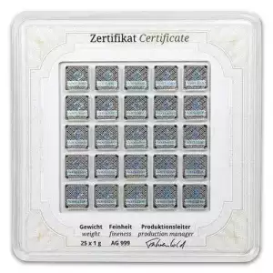  Geiger Silver Bar  25x 1 gram - Original Multicard (2)
