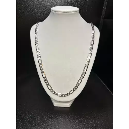 Heavy 14K White Gold Mens Figaro Style Chain 26