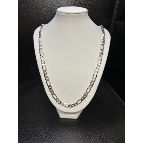 Heavy 14K White Gold Mens Figaro Style Chain 26