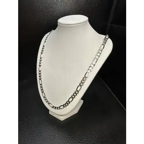 Heavy 14K White Gold Mens Figaro Style Chain 26