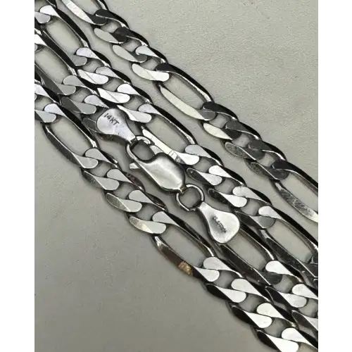 Heavy 14K White Gold Mens Figaro Style Chain 26
