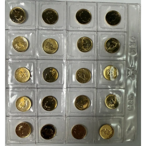 Lot/Sheet of 20-ea 1/20oz Canadian Gold Maple Coins 1-oz Total  (4)