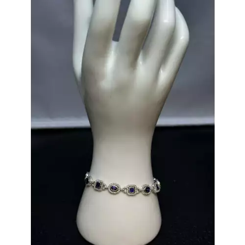 Luxury 14K White Gold Diamond & Blue Sapphire Bracelet – 3.50 CTW of Elegance 3-7 