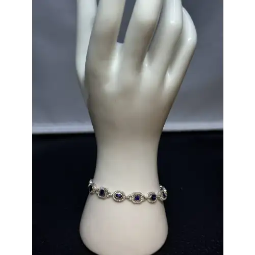 Luxury 14K White Gold Diamond & Blue Sapphire Bracelet – 3.50 CTW of Elegance 3-7