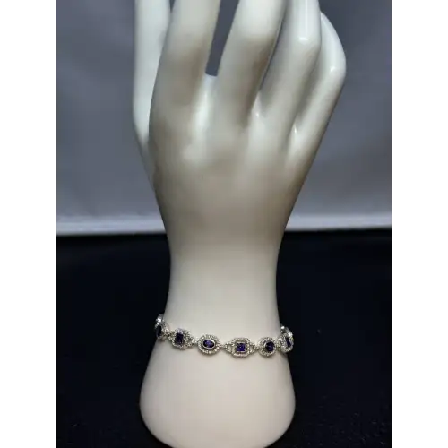 Luxury 14K White Gold Diamond & Blue Sapphire Bracelet – 3.50 CTW of Elegance 3-7