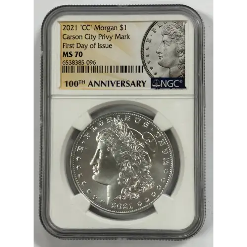 Morgan Dollar 2021 Carson City - New Orleans 2 Coin Set Privy Mark FDOI - MS 70 (2)