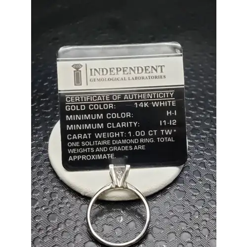 PHOTO -14k White Gold Princess Cut Diamond Solitaire Ring BO1-1  (5)