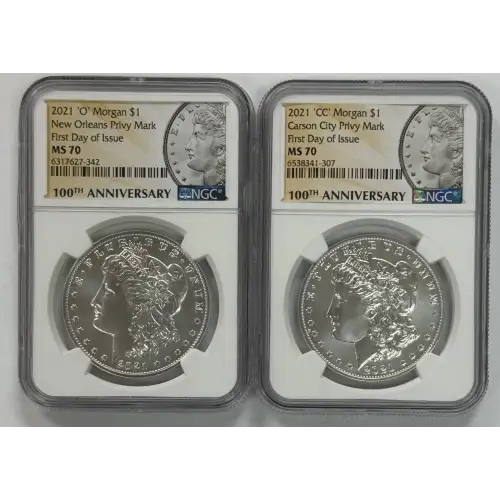 Set of 2 2021 Silver Morgan Dollars 