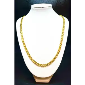 18K Yellow Gold Men's Curb Style Chain 24