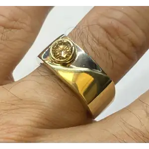 18K Gold Ring , with .70 CT.  Unique Champagne Diamond