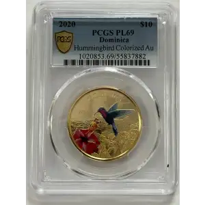 2020 Dominica 1oz Gold Colorized Hummingbird PCGS PR-69 (4)