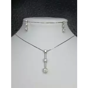 14K White Gold Diamond Pendant & Earring Set B4-9
