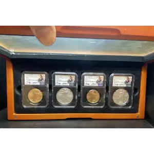 2021 -T-1 & T-2 Four Coin Set - 2 ea 1 oz Gold Eagles & 2 ea 1 oz Silver Eagles - MS 70  Mint Directors Series Signed Moy/Ryder (3)
