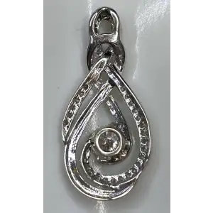 FIX 10K White Gold & Diamond Twisted Infinity Pendant – .50 CT Round Center - B10-6