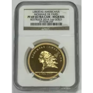 Libertas Americana Monnaie De Paris PF 69 Ultra Cam High Rel Restruck 2014 1oz GOLD (2)
