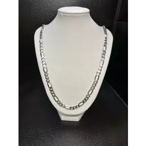 Heavy 14K White Gold Mens Figaro Style Chain 26