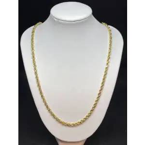14K Yellow Gold Men's Diamond Cut Rope Chain Solid 30 Grams- 25