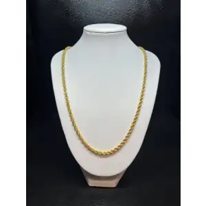 21K Yellow Gold Rich Color Rope Chain 3.75mm 19.5