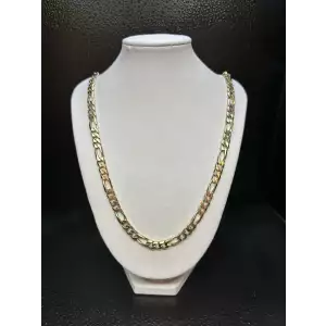 14K Solid Yellow Gold Heavy Mens Figaro Style Chain 6mm 24