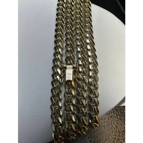 Solid 14K Yellow Gold Mens Cuban Link Necklace Heavy 6MM 26