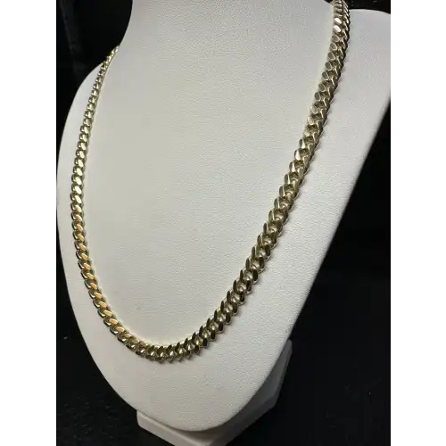 Solid 14K Yellow Gold Mens Cuban Link Necklace Heavy 6MM 26