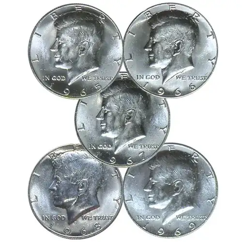 US 40% Silver Coinage - Kennedy Halves 65-70 - Junk Silver