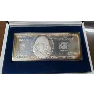 VINTAGE 2000 $100 BILL Proof Dollar Franklin 4 Oz Bar In Box W/ C.O.A. Golden Franklin (3)