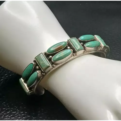 Vintage Navajo Sterling Silver & Turquoise Cuff Bracelet - B11-7 (2)